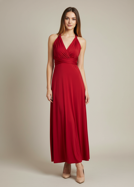 Jugendweihe Kleid Weinrot Elegant | Festliches Maxikleid - Ansicht 1
