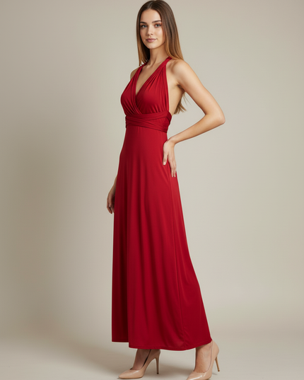 Jugendweihe Kleid Weinrot Elegant | Festliches Maxikleid - Ansicht 3
