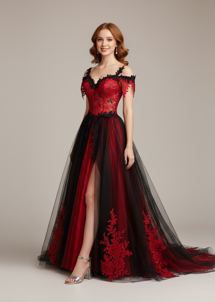 Jugendweihe Kleid Weinrot Herzausschnitt Spitze | Abendkleid - Ansicht 1