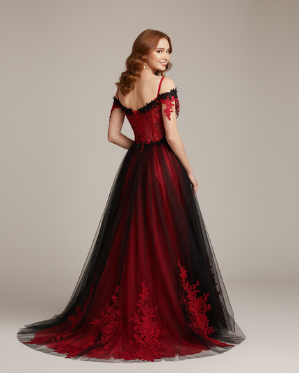 Jugendweihe Kleid Weinrot Herzausschnitt Spitze | Abendkleid - Ansicht 2
