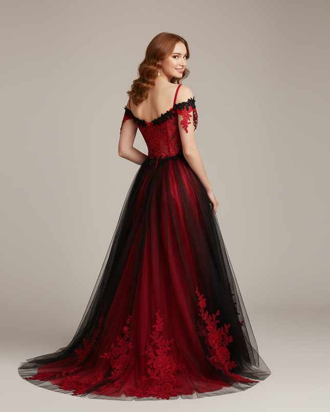 Jugendweihe Kleid Weinrot Herzausschnitt Spitze | Abendkleid - Ansicht 2