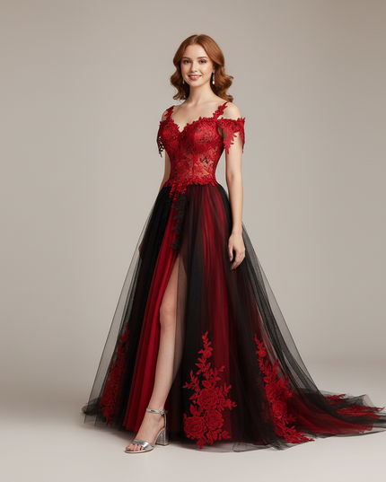 Jugendweihe Kleid Weinrot Herzausschnitt Spitze | Abendkleid - Ansicht 5