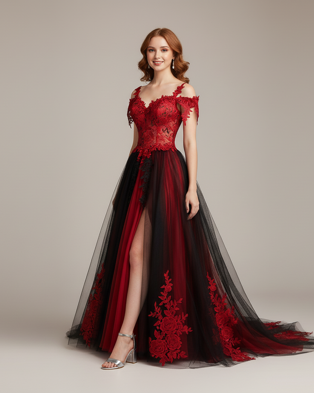 Jugendweihe Kleid Weinrot Herzausschnitt Spitze | Abendkleid - Ansicht 5