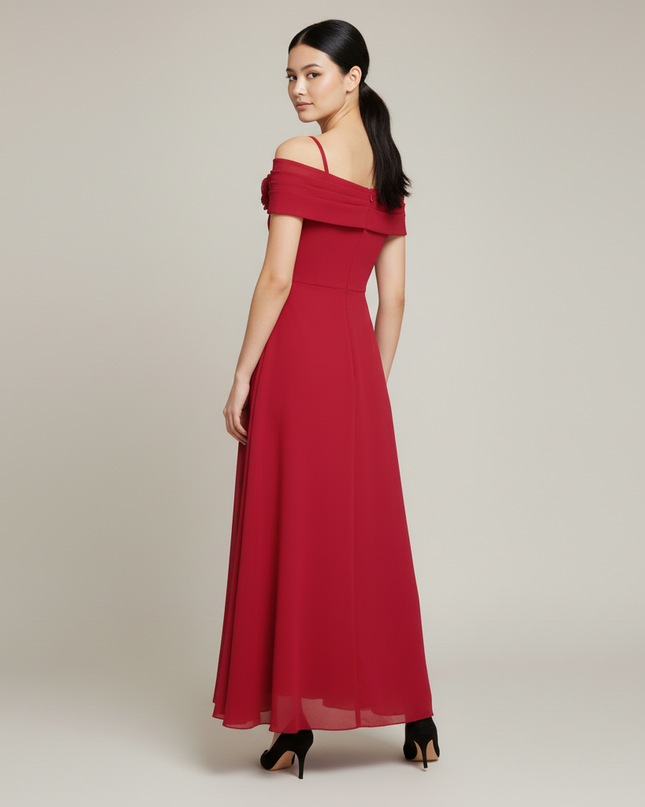 Jugendweihe Kleid Weinrot Off Shoulder Kinder | Fest - Ansicht 2