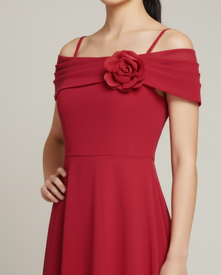Jugendweihe Kleid Weinrot Off Shoulder Kinder | Fest - Ansicht 4