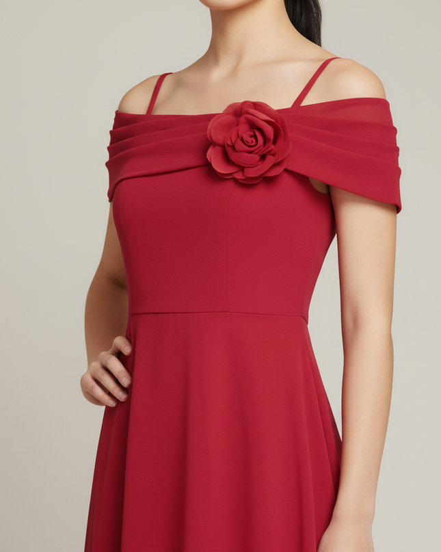Jugendweihe Kleid Weinrot Off Shoulder Kinder | Fest - Ansicht 4