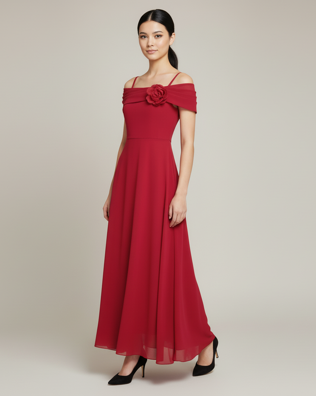 Jugendweihe Kleid Weinrot Off Shoulder Kinder | Fest - Ansicht 5