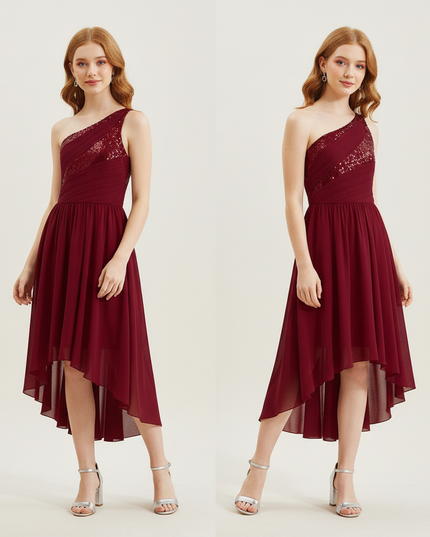 Jugendweihe Kleid Weinrot Sequin Maxi Kinder | Festlich - Ansicht 1