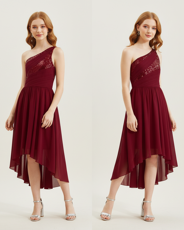 Jugendweihe Kleid Weinrot Sequin Maxi Kinder | Festlich - Ansicht 1