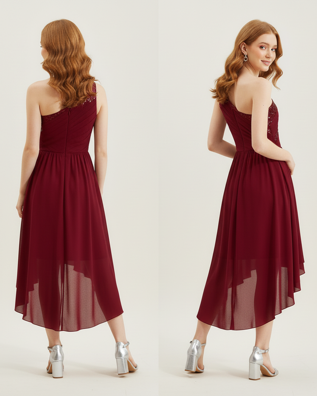 Jugendweihe Kleid Weinrot Sequin Maxi Kinder | Festlich - Ansicht 2