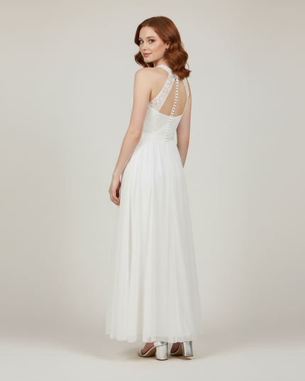 Jugendweihe Kleid Weiss Halter Spitze Lang | Festkleid - Ansicht 2