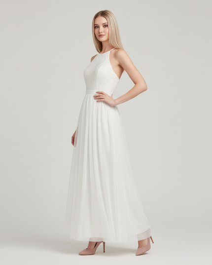 Jugendweihe Kleid Weiss Pailletten Kinder | Festkleid - Ansicht 3