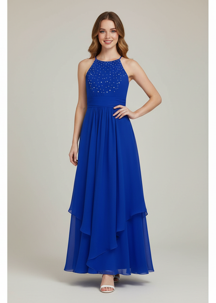 Jugendweihe Kleider fuer 14 Jaehrige Blau Chiffon - Ansicht 1