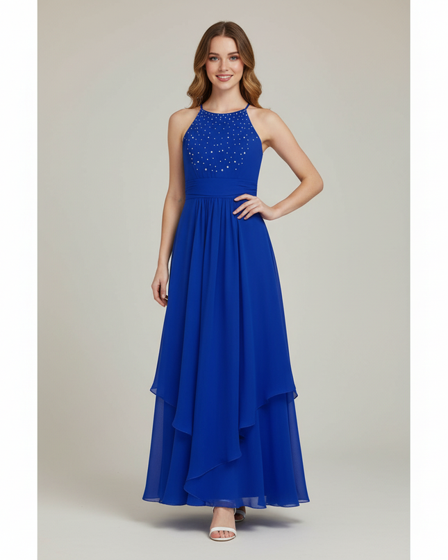 Jugendweihe Kleider fuer 14 Jaehrige Blau Chiffon - Ansicht 1