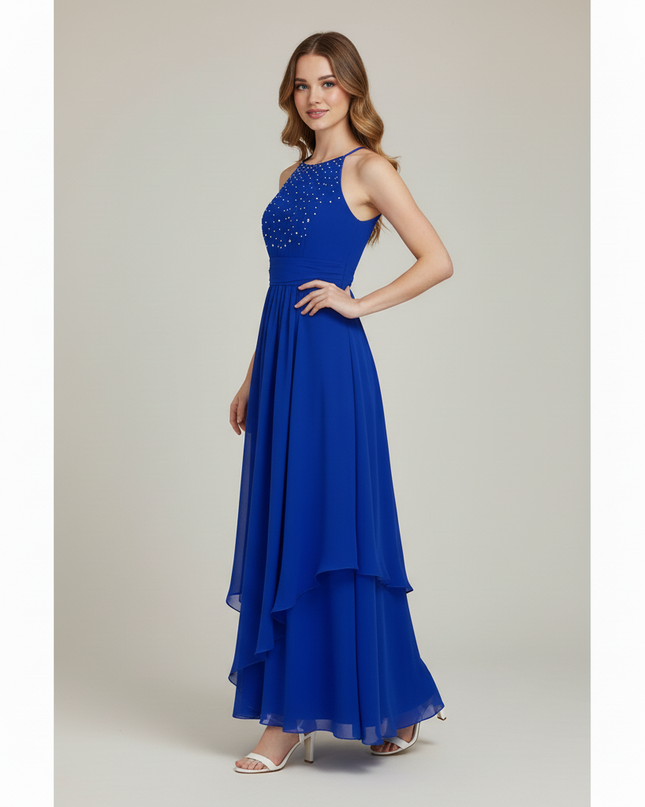 Jugendweihe Kleider fuer 14 Jaehrige Blau Chiffon - Ansicht 3