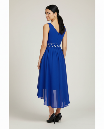 Jugendweihe Kleider Kurz Blau Chiffon High-Low - Ansicht 2