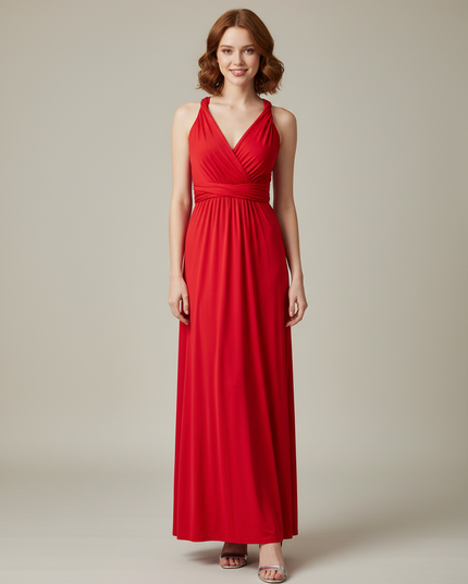 Jugendweihe Kleider Rot Multiway Bodenlang | Festkleid - Ansicht 1