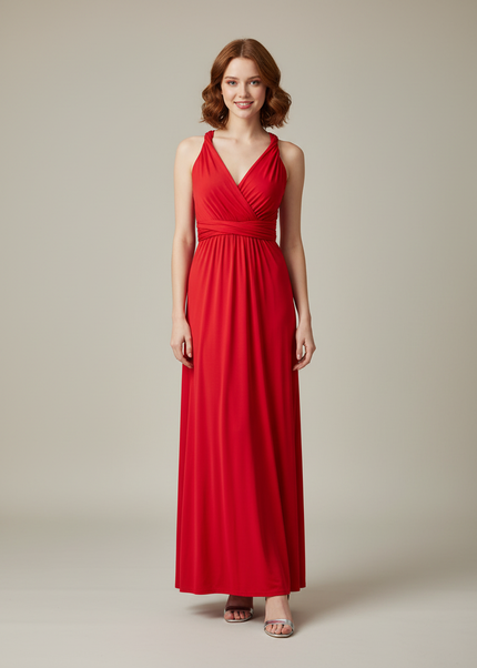 Jugendweihe Kleider Rot Multiway Bodenlang | Festkleid - Ansicht 1