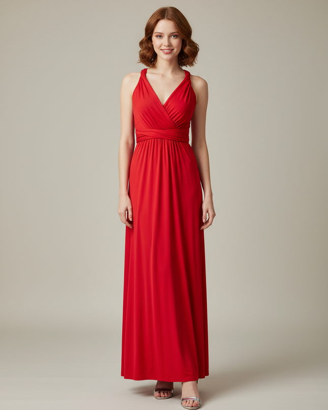 Jugendweihe Kleider Rot Multiway Bodenlang | Festkleid - Ansicht 1