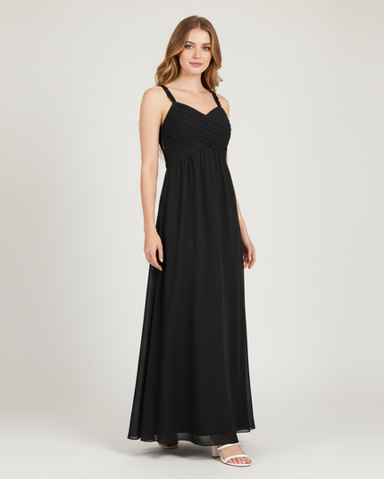 Jugendweihe Kleider Schwarz mit Spitze - Chiffon Lang - Ansicht 1