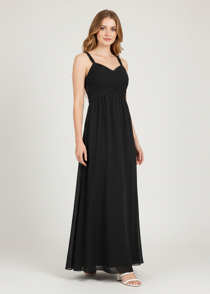 Jugendweihe Kleider Schwarz mit Spitze - Chiffon Lang - Ansicht 1