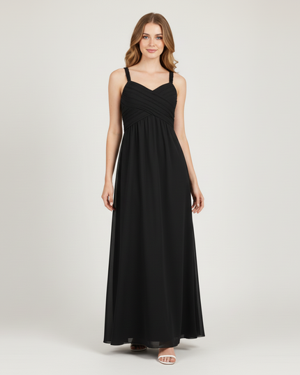 Jugendweihe Kleider Schwarz mit Spitze - Chiffon Lang - Ansicht 5