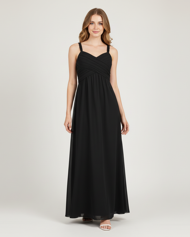 Jugendweihe Kleider Schwarz mit Spitze - Chiffon Lang - Ansicht 5