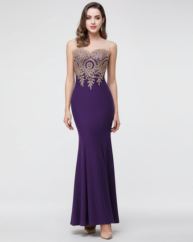 Jugendweihe Kleid Lila Festlich Meerjungfrau-Schnitt - Ansicht 1