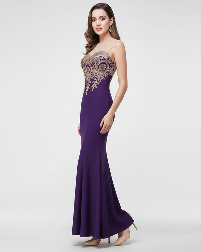 Jugendweihe Kleid Lila Festlich Meerjungfrau-Schnitt - Ansicht 3