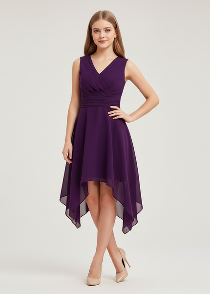 Jugendweihe Kleid Lila Asymmetrisch Chiffon | Modern - Ansicht 1
