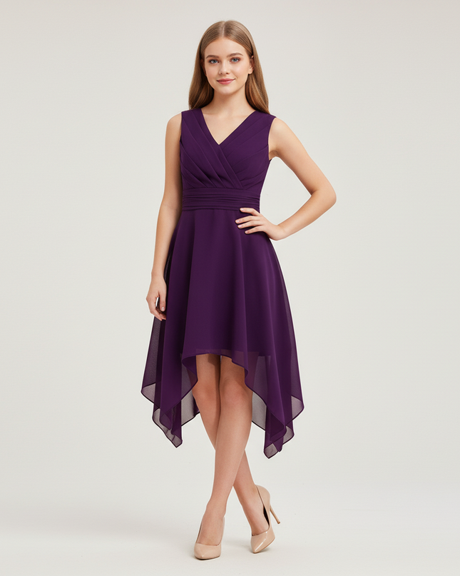 Jugendweihe Kleid Lila Asymmetrisch Chiffon | Modern - Ansicht 1
