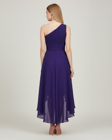 Jugendweihe Kleid Lila Einschulter Festlich Pailletten - Ansicht 2