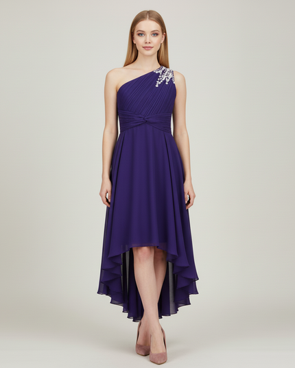 Jugendweihe Kleid Lila Einschulter Festlich Pailletten - Ansicht 5