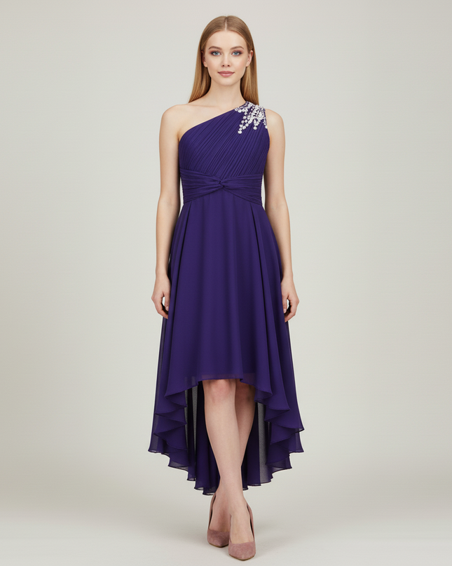 Jugendweihe Kleid Lila Einschulter Festlich Pailletten - Ansicht 5