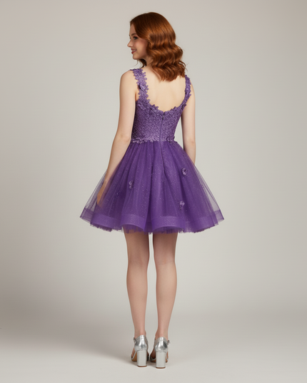 Jugendweihe Kleid Lila Kurz fuer Abiball und Feier | Formal - Ansicht 2
