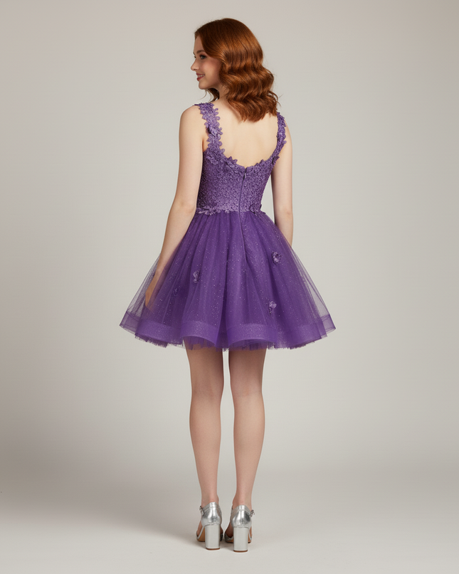 Jugendweihe Kleid Lila Kurz fuer Abiball und Feier | Formal - Ansicht 2