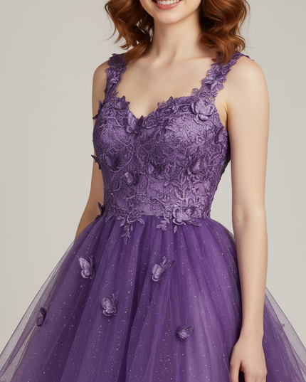 Jugendweihe Kleid Lila Kurz fuer Abiball und Feier | Formal - Ansicht 4