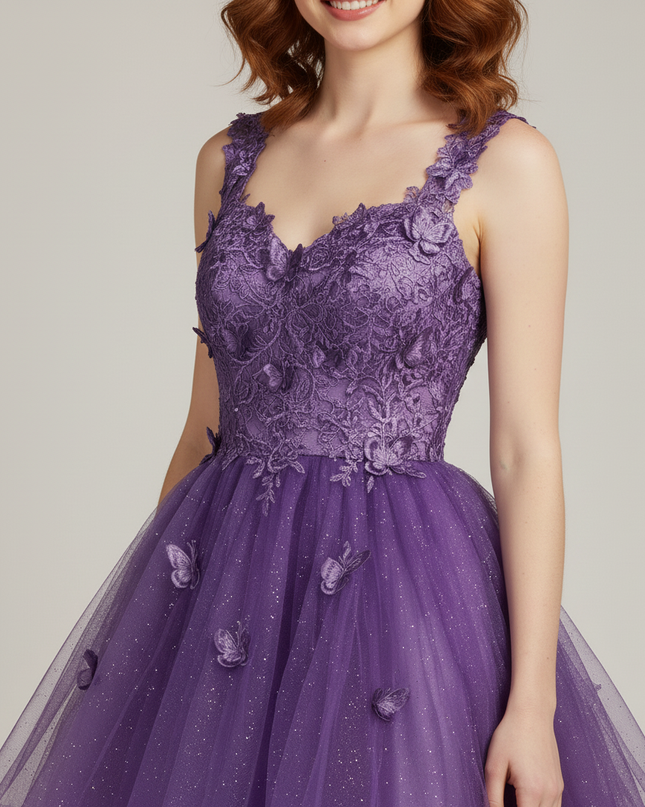 Jugendweihe Kleid Lila Kurz fuer Abiball und Feier | Formal - Ansicht 4