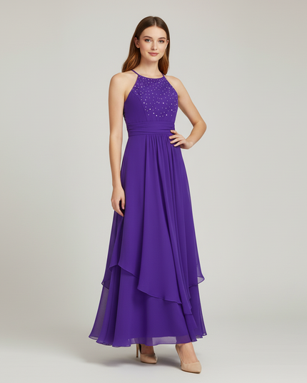 Jugendweihe Kleid Lila Lang mit Strass | Festlich - Ansicht 1
