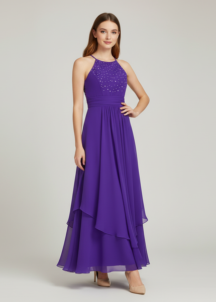 Jugendweihe Kleid Lila Lang mit Strass | Festlich - Ansicht 1