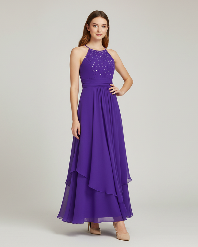 Jugendweihe Kleid Lila Lang mit Strass | Festlich - Ansicht 1