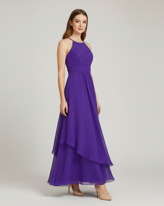 Jugendweihe Kleid Lila Lang mit Strass | Festlich - Ansicht 3
