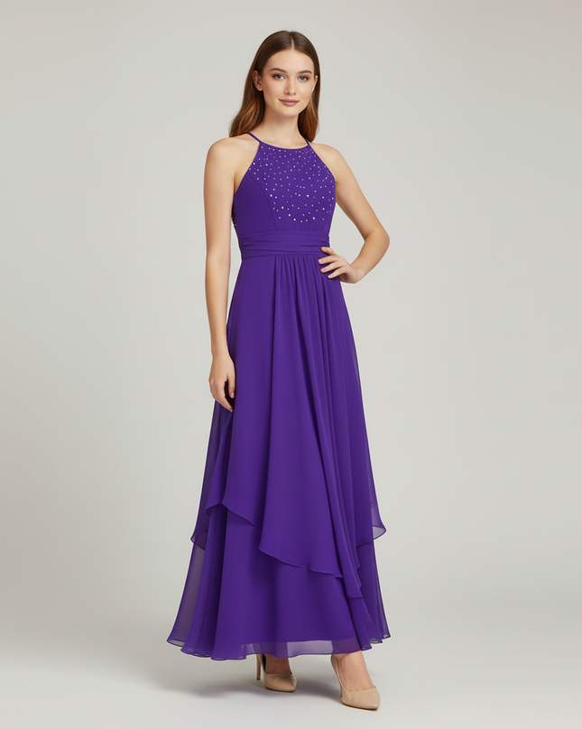 Jugendweihe Kleid Lila Lang mit Strass | Festlich - Ansicht 4