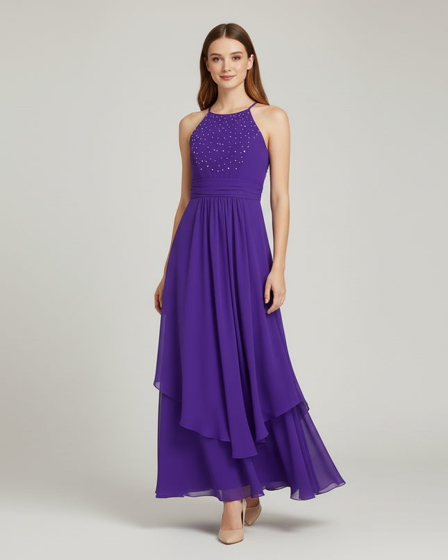 Jugendweihe Kleid Lila Lang mit Strass | Festlich - Ansicht 5
