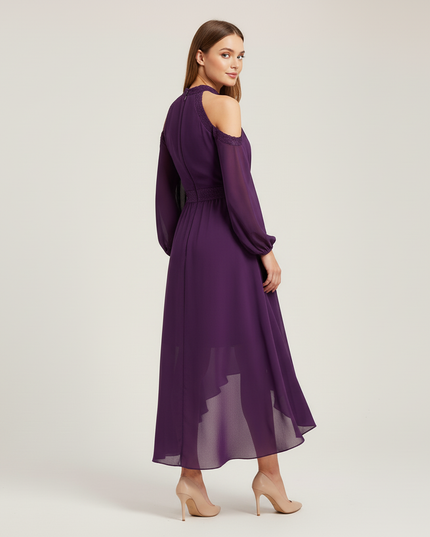 Jugendweihe Kleid Lila Neckholder Chiffon Rueschen - Ansicht 2