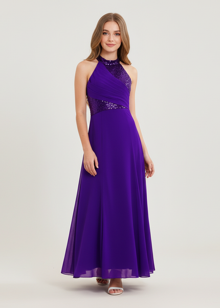 Jugendweihe Kleid Lila Pailletten Tuell Maxi | Kinder - Ansicht 1