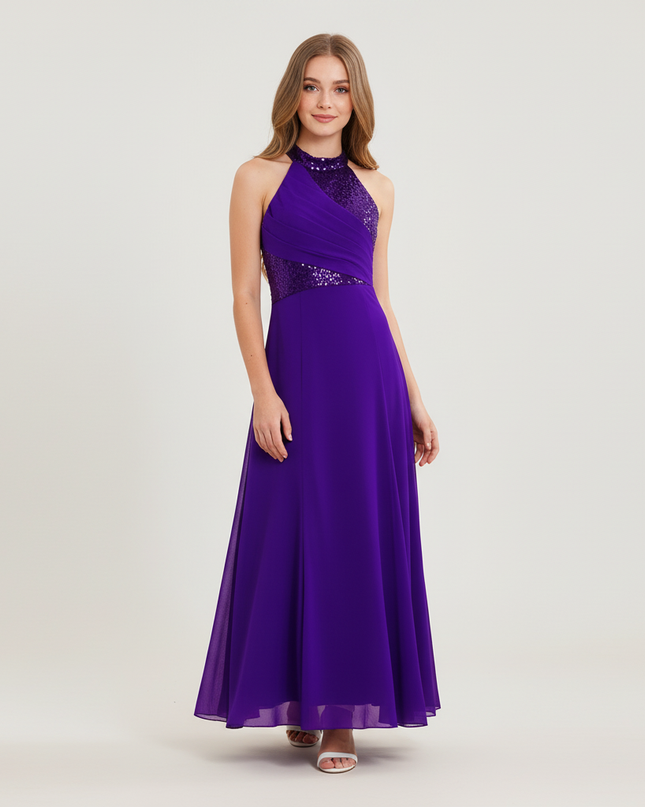 Jugendweihe Kleid Lila Pailletten Tuell Maxi | Kinder - Ansicht 1