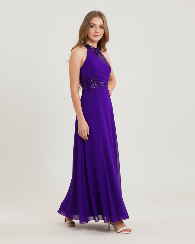 Jugendweihe Kleid Lila Pailletten Tuell Maxi | Kinder - Ansicht 3