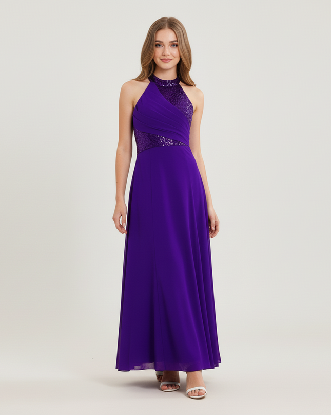 Jugendweihe Kleid Lila Pailletten Tuell Maxi | Kinder - Ansicht 5