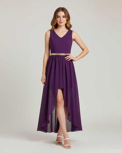 Jugendweihe Kleid Lila Perlen Einschulter | Festlich - Ansicht 1
